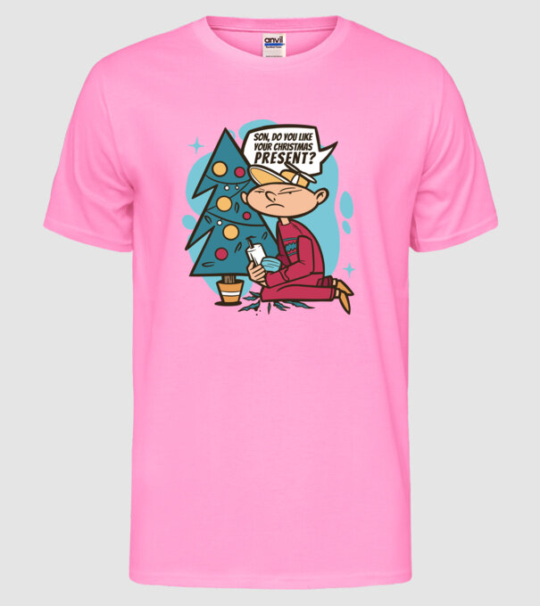 Cadouri de Crăciun model roz neon pe tricou