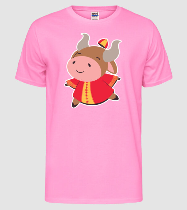 Anul chinezesc - Anul Bivolului model roz neon pe tricou