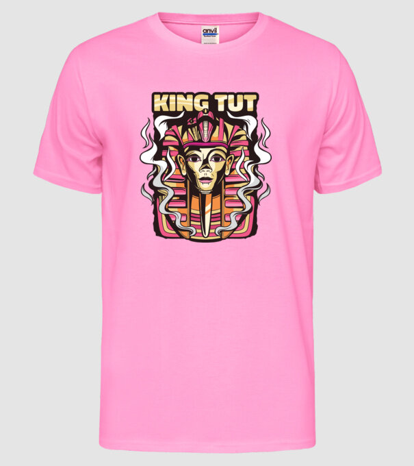 King Tut - Faraonul Tutankhamon model roz neon pe tricou