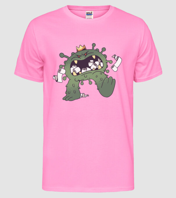 Monstru de hârtie igienică Coronavirus model roz neon pe tricou