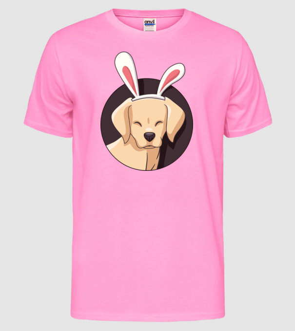 Iepuraș Labrador pentru Paște model roz neon pe tricou