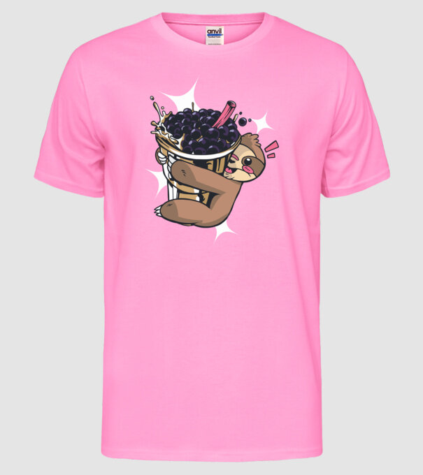 Leneșului îi place ceaiul bubble model roz neon pe tricou