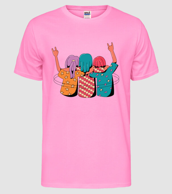 Cele mai bune prietene model roz neon pe tricou