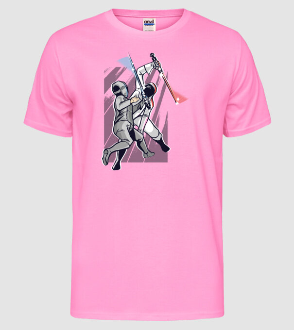 Sabie laser scrimă model roz neon pe tricou