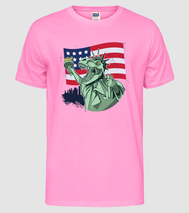 Liberty-Rex SUA Dinozaur model roz neon pe tricou