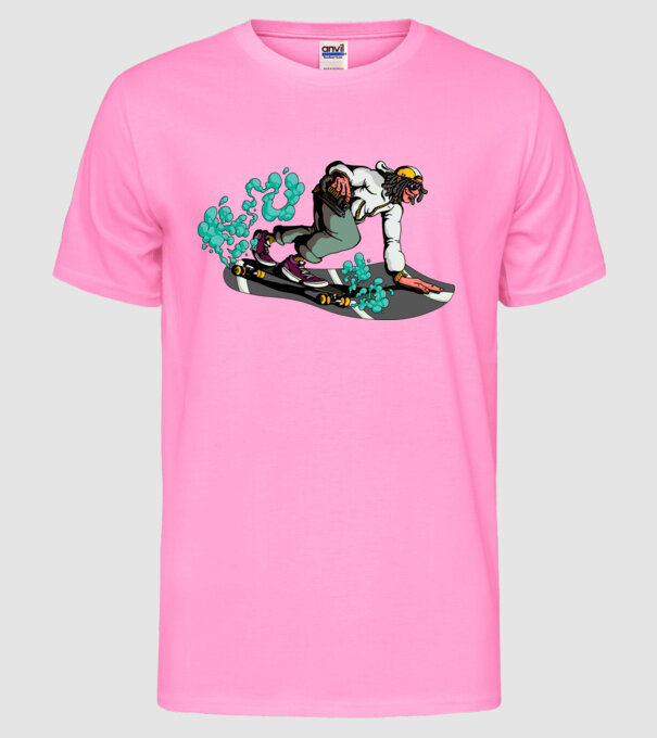 Longboard model roz neon pe tricou