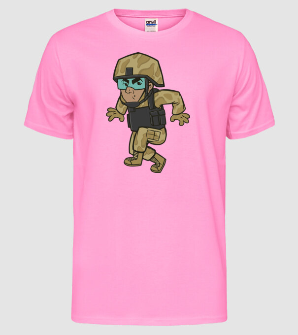 Soldat strecurându-se model roz neon pe tricou