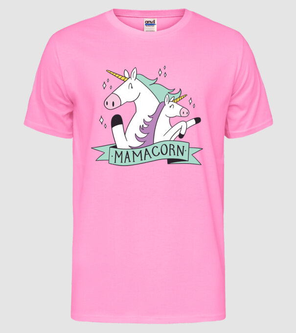 Mamacorn model roz neon pe tricou