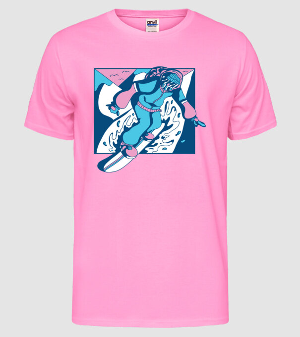 Snowboarder cool model roz neon pe tricou