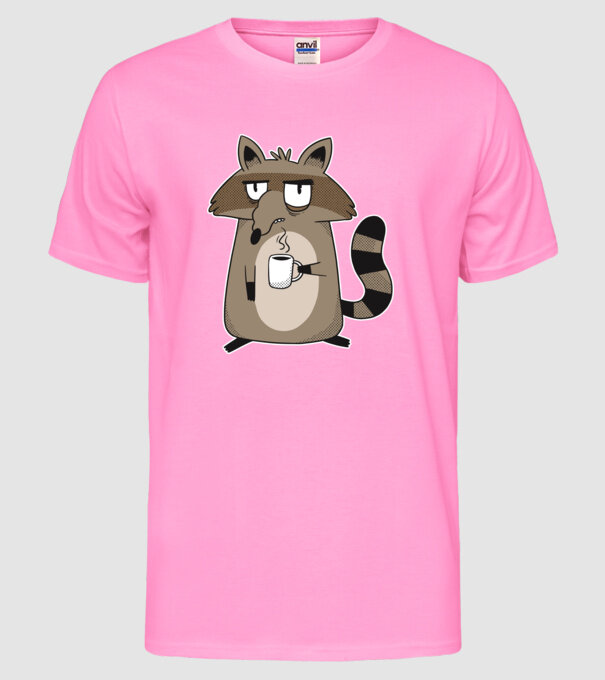 Raton cu cafea model roz neon pe tricou