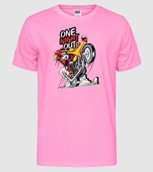 Moș Crăciun pe motocicletă în zi liberă model roz neon pe tricou