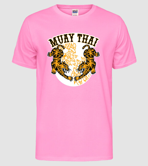 Tigri Muay Thai model roz neon pe tricou