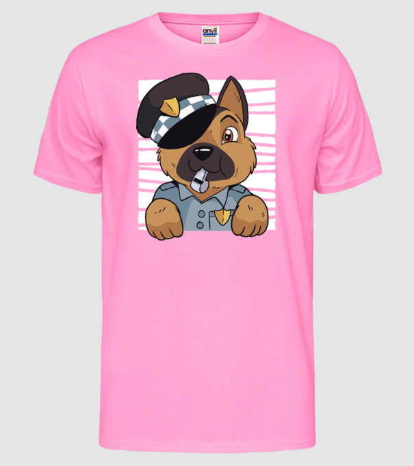 Ciobănesc german câine de poliție model roz neon pe tricou