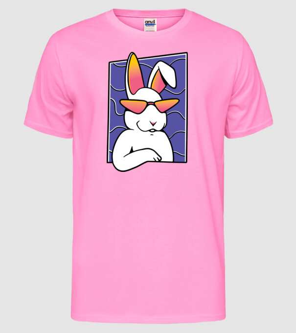 Iepuraș model roz neon pe tricou