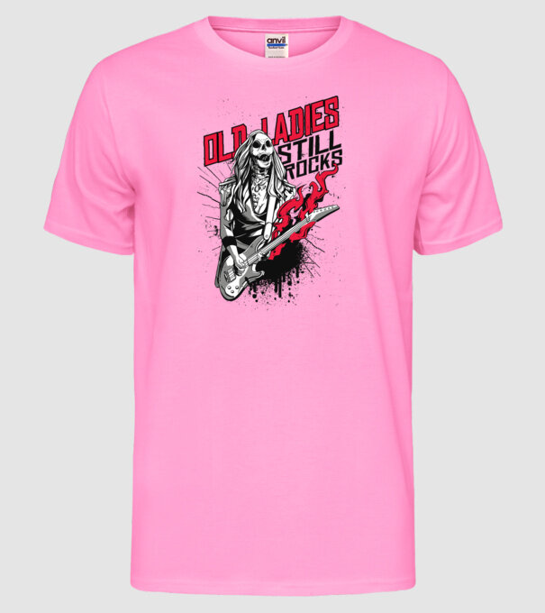 Old Ladies still Rocks model roz neon pe tricou