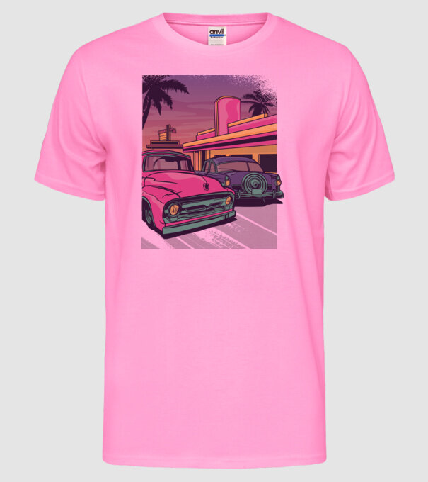 Old school California model roz neon pe tricou