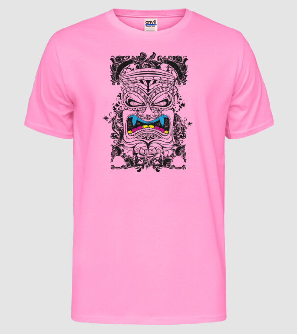 Stâlp totem antic model roz neon pe tricou