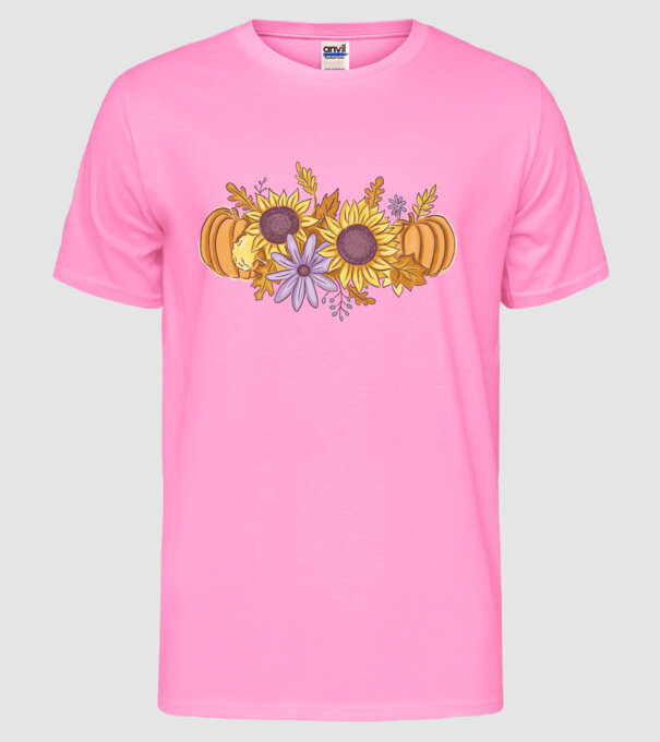 Scena de toamnă Halloween model roz neon pe tricou