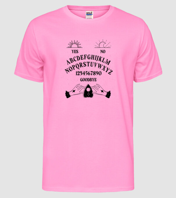 Motiv Ouija model roz neon pe tricou
