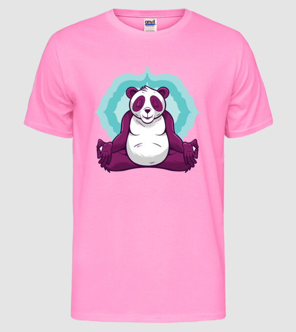 Panda Meditație model roz neon pe tricou