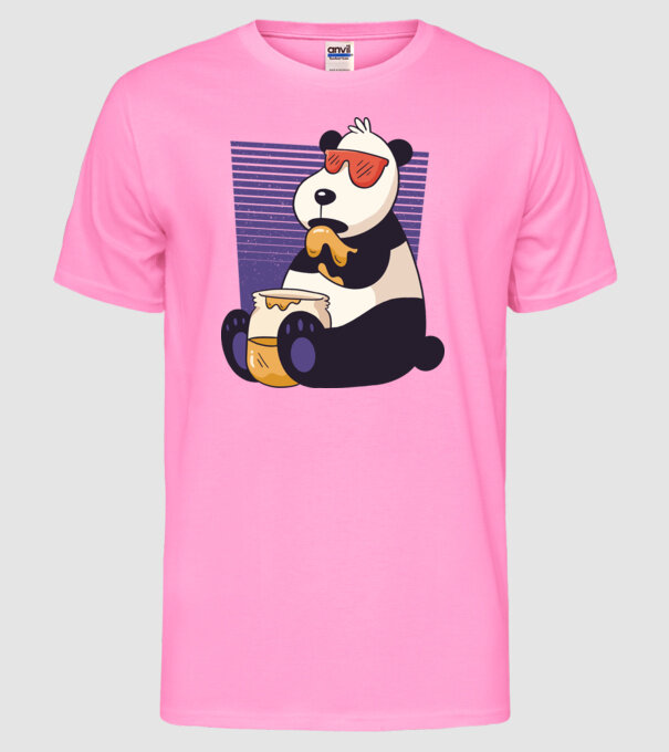 Panda cu miere model roz neon pe tricou
