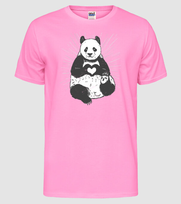 Inimă panda model roz neon pe tricou