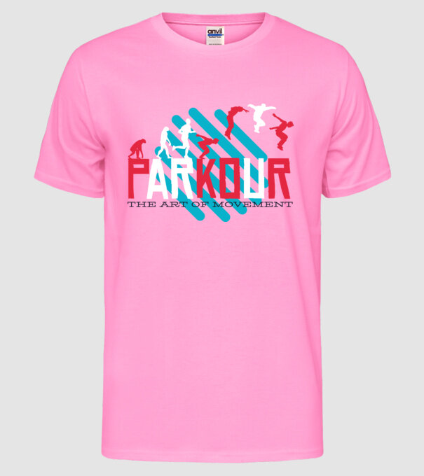 Parkour - Arta mișcării model roz neon pe tricou