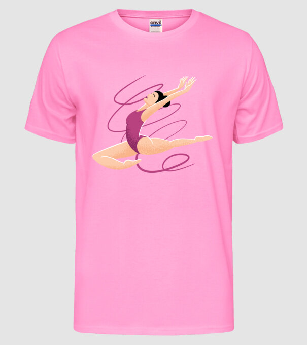 Gimnastică ritmică model roz neon pe tricou