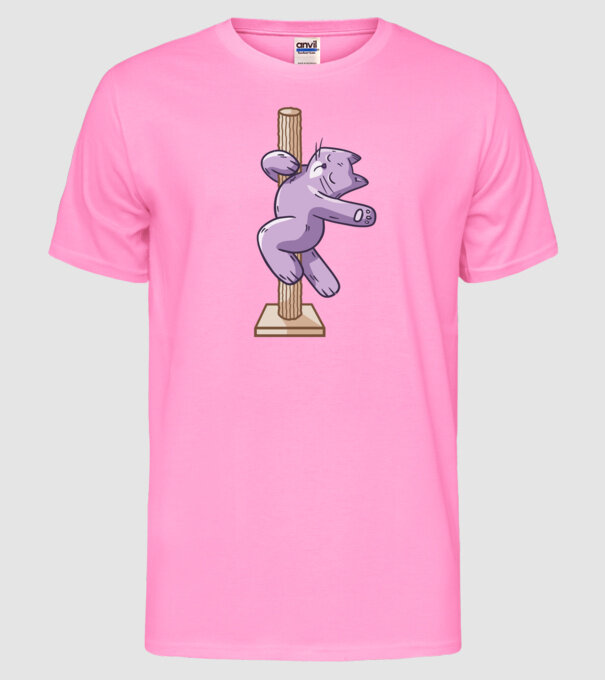 Pisică Dansatoare la bară model roz neon pe tricou