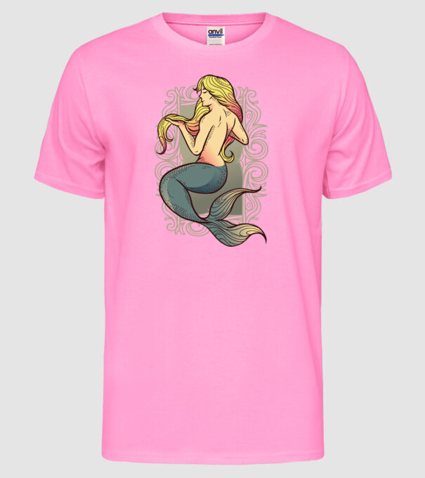 Sirenă model roz neon pe tricou