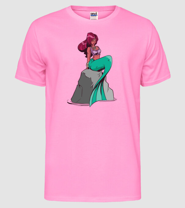 Sirenă model roz neon pe tricou