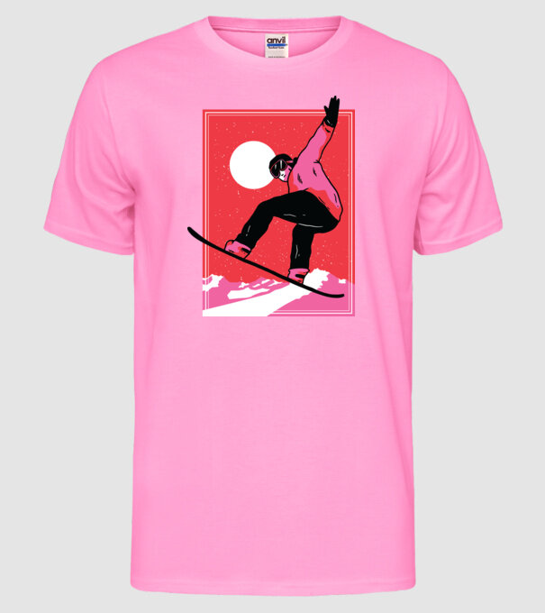 Snowboard poster model roz neon pe tricou