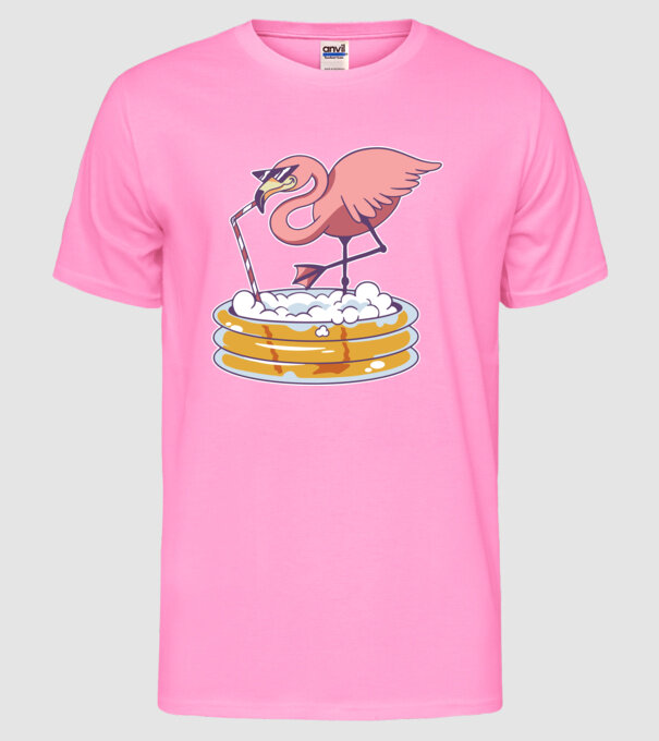 Flamingo cu bere model roz neon pe tricou