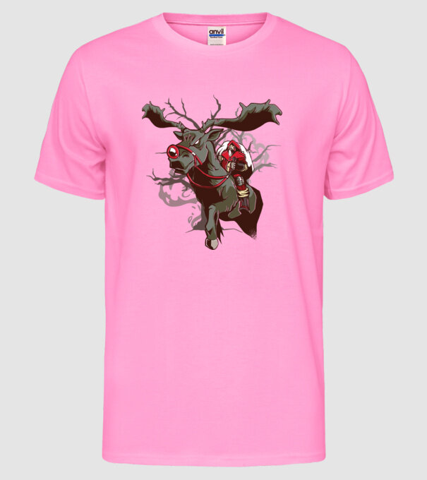 Cavaler Moș Crăciun pe ren model roz neon pe tricou