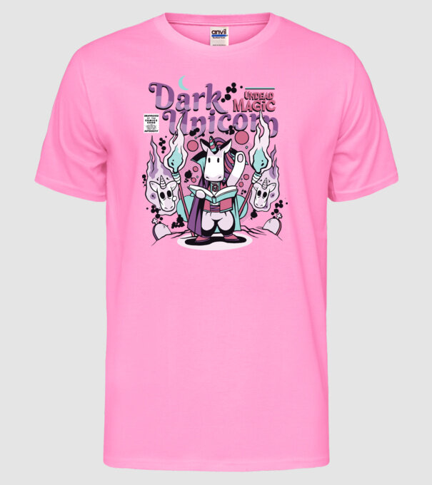 Magie neagră Unicorn model roz neon pe tricou