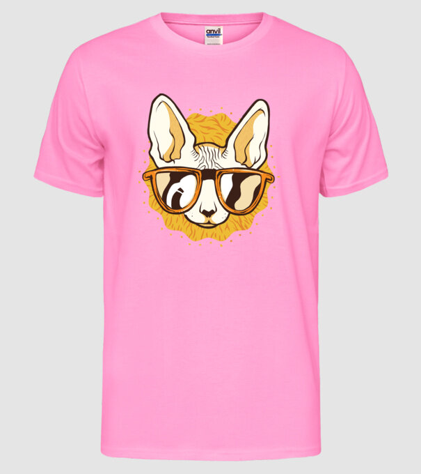 Sphynx Pisică Cool model roz neon pe tricou