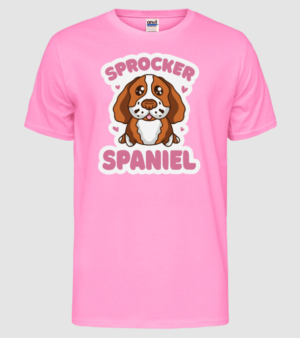Sprocker Spaniel model roz neon pe tricou