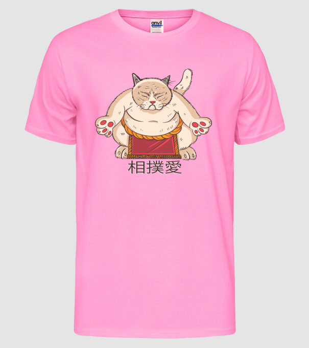 Pisică Sumo model roz neon pe tricou