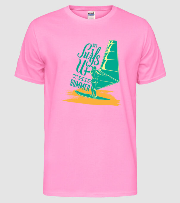 Surfs up this summer model roz neon pe tricou