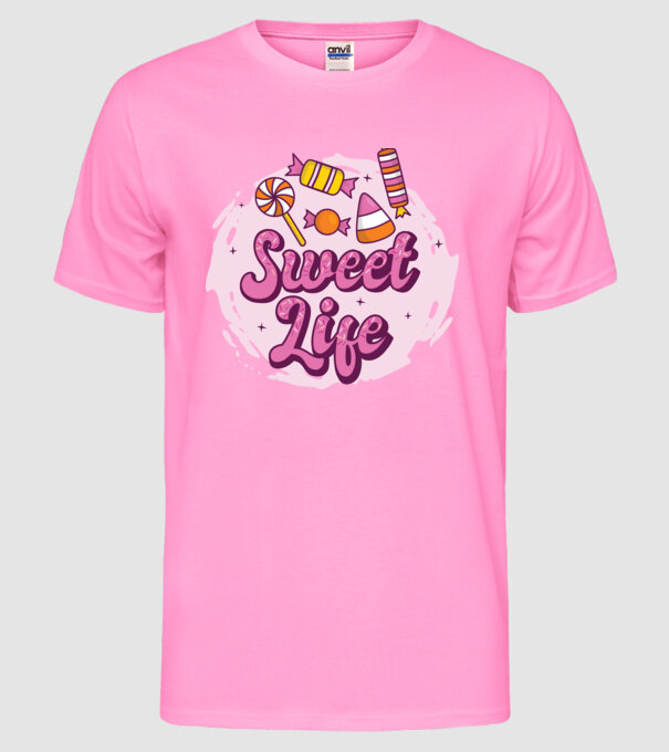 Sweet Life - Viață dulce model roz neon pe tricou