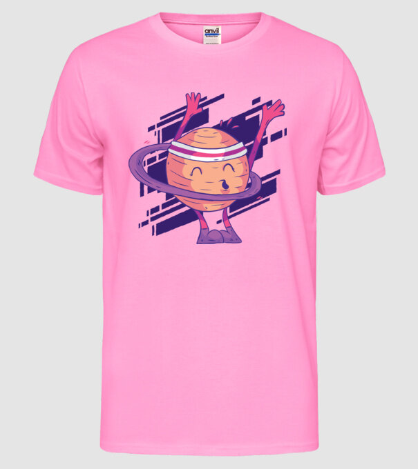 Cerc Hula-Hoop Saturn model roz neon pe tricou