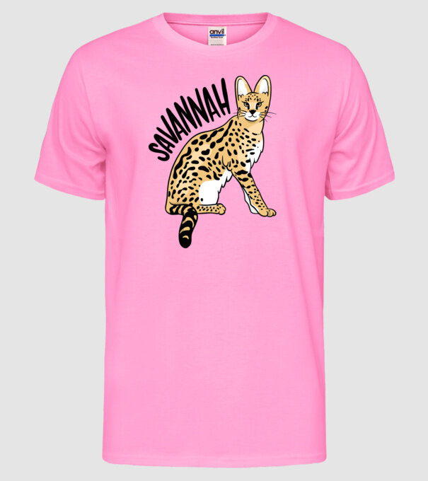 Pisică Savannah model roz neon pe tricou