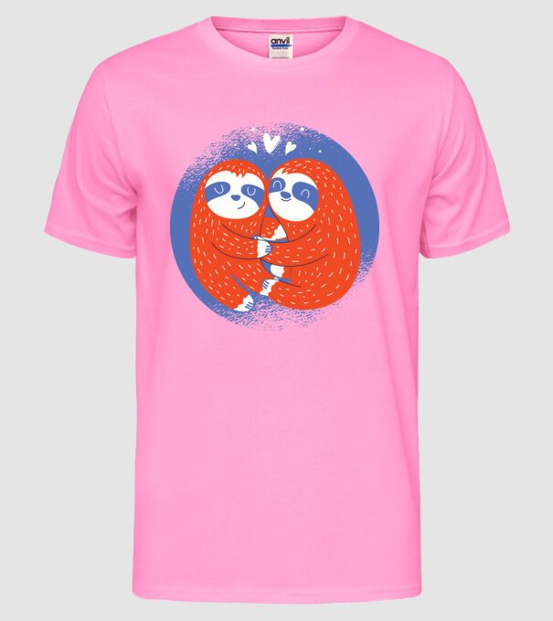 Leneși îndrăgostiți model roz neon pe tricou