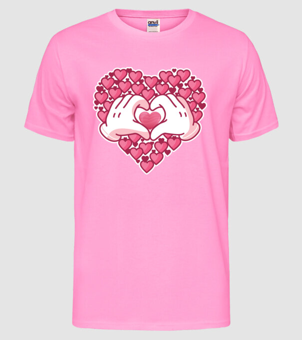 'Inimi îndrăgostite pentru Valentine''s Day' model roz neon pe tricou