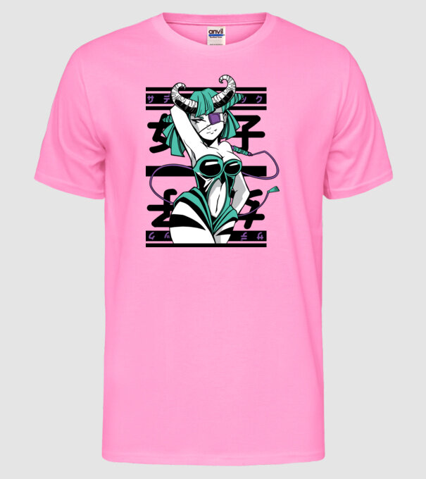 Fată sexy Anime model roz neon pe tricou