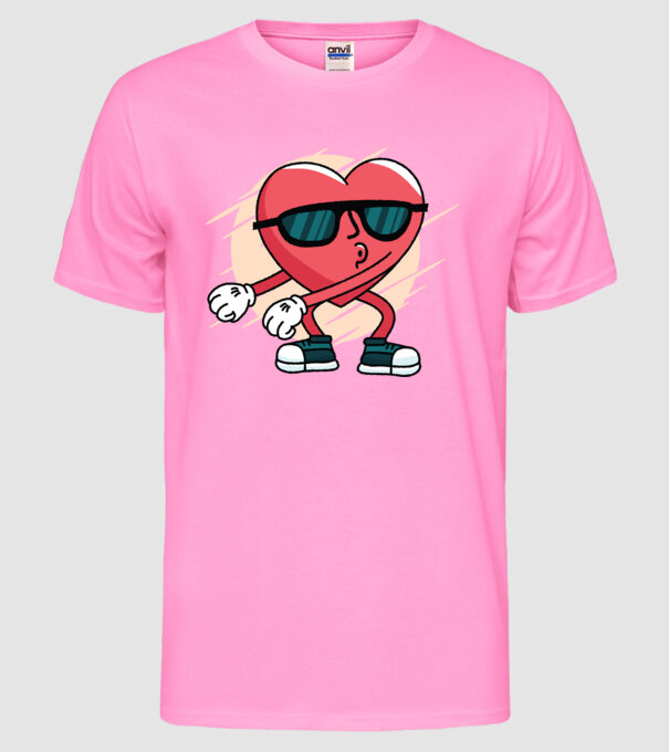 Inimă DAB Floss Heart tricou model roz neon pe tricou