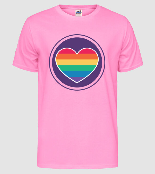 Inimă curcubeu model roz neon pe tricou