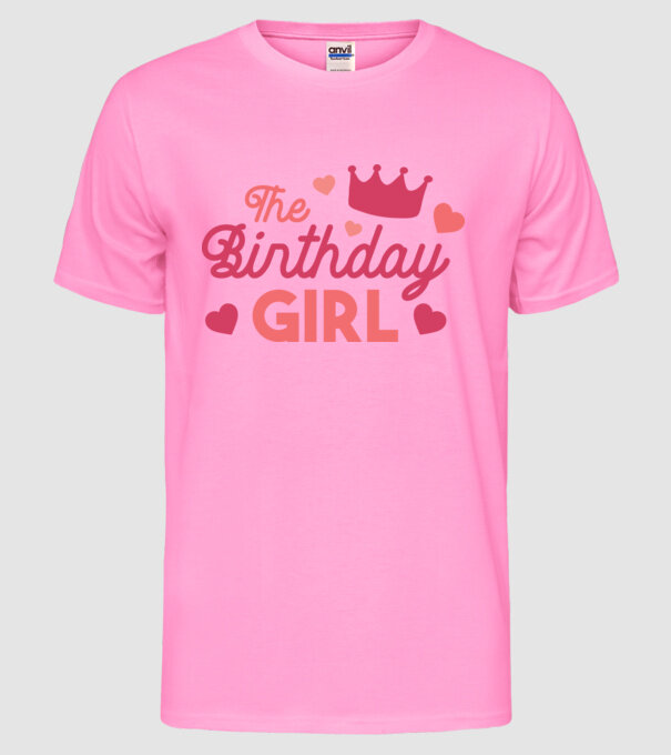 Fată cu Zi de naștere model roz neon pe tricou