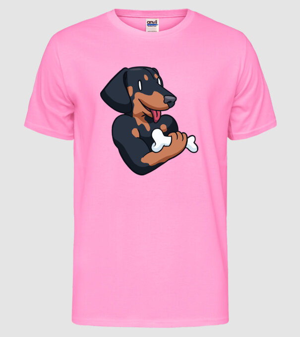 Antrenament Teckel model roz neon pe tricou