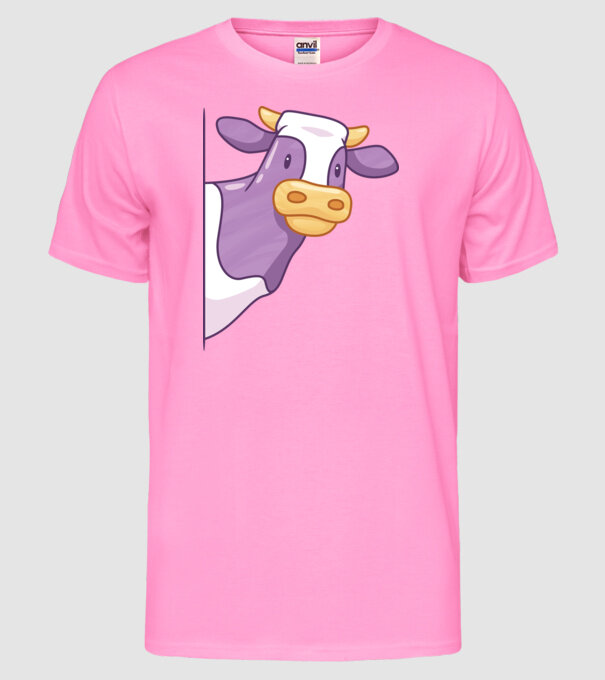 Vacă model roz neon pe tricou